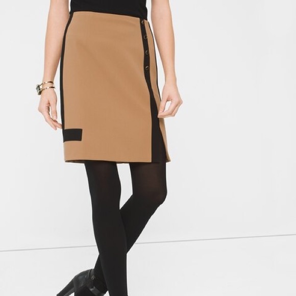 White House Black Market Dresses & Skirts - NWT WHBM tan/camel and black skirt. Size 6.